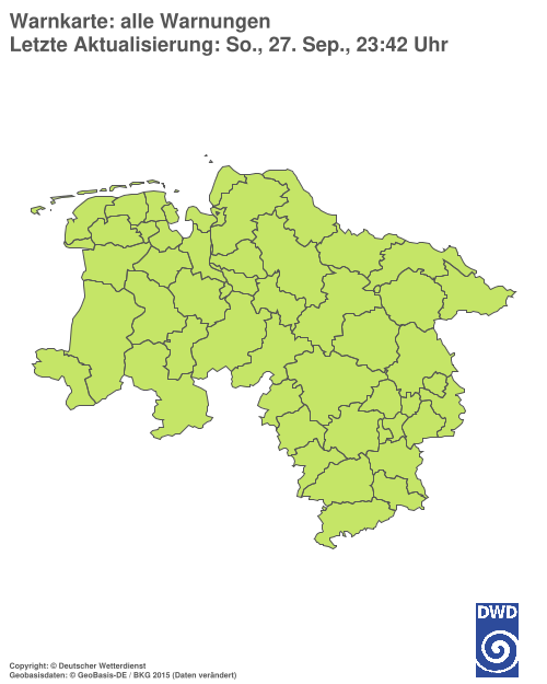 Aktuelle Warnkarte: Niedersachsen / Bremen