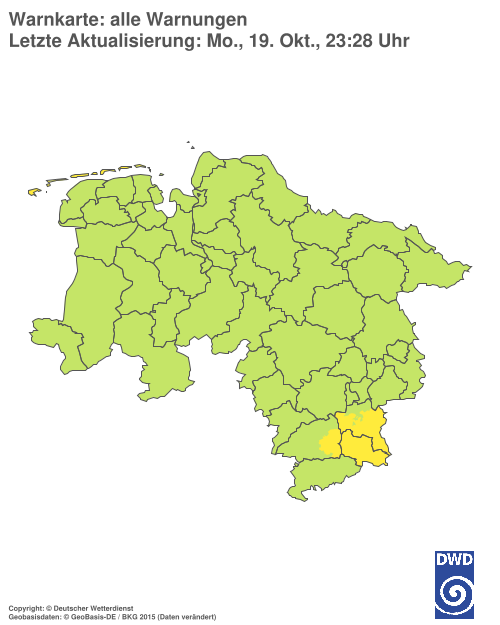 Aktuelle Warnkarte: Niedersachsen / Bremen
