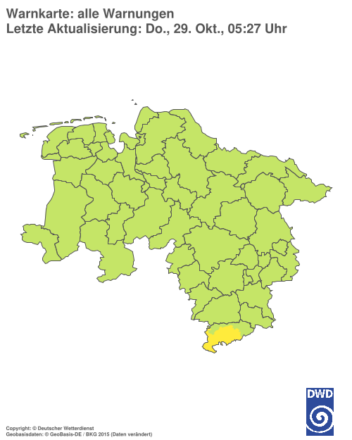 Aktuelle Warnkarte: Niedersachsen / Bremen